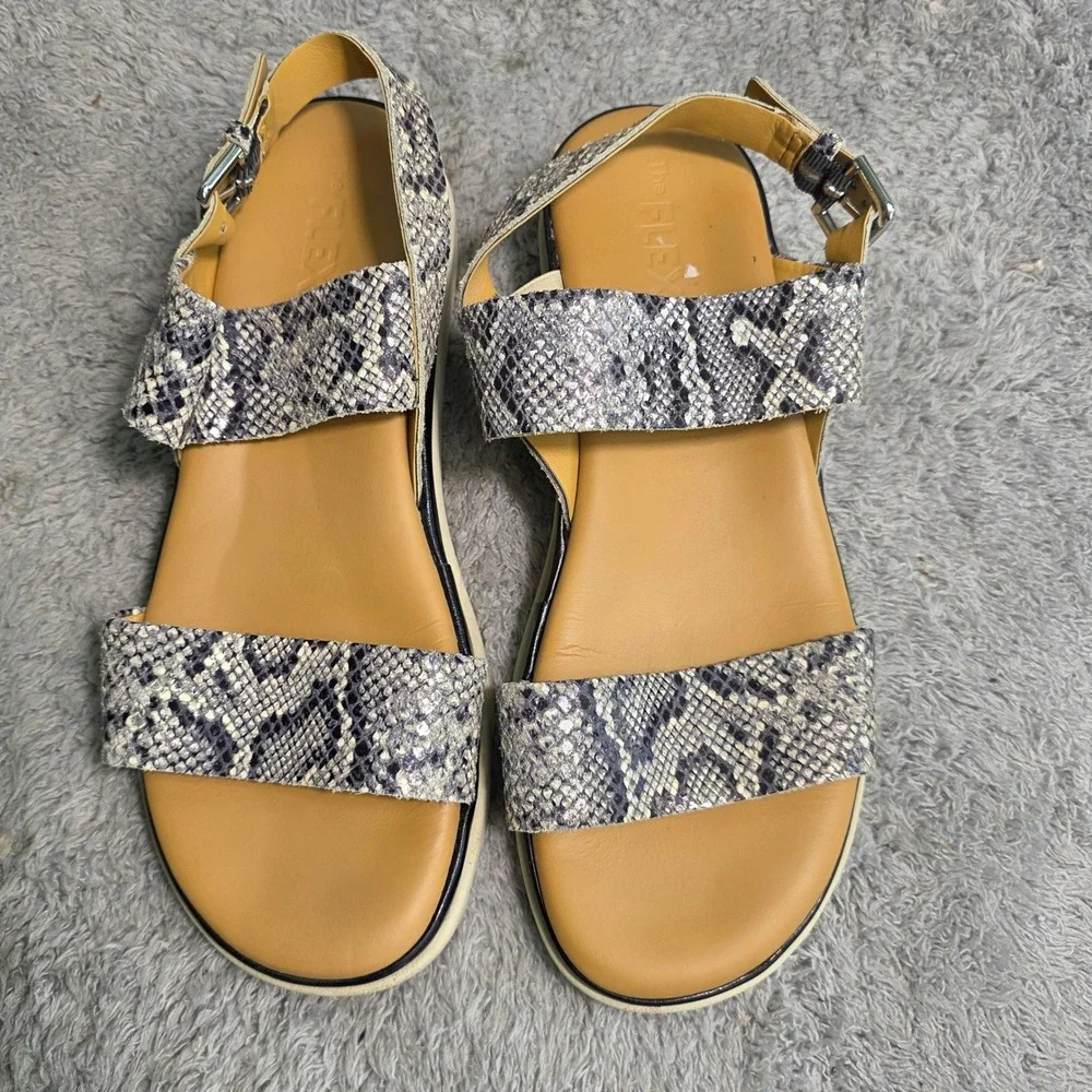 The FLEXX Platform Sandals Snakeskin Leather Slingback Womens EU 39 Sz 8 - Picture 2 of 6